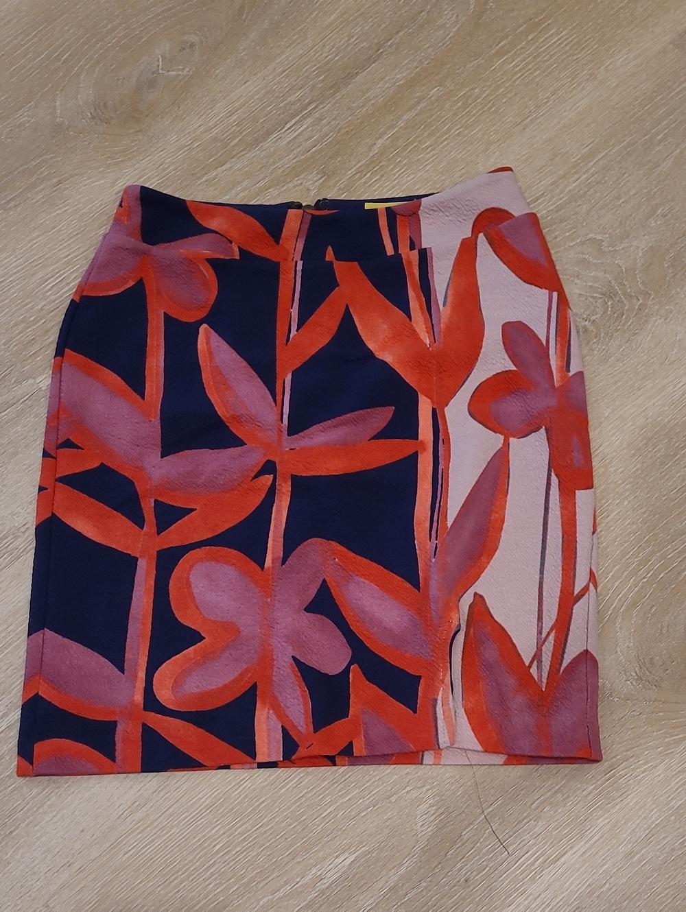 Maeve Navy Pencil Skirt with Red & Pink Floral Print